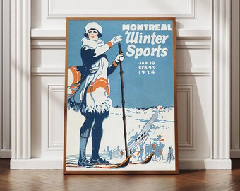 Vintage Skier Digital Wall Art Retro Ski Print Winter Ski Lodge Decor Alpine Wall Art Skiing Poster Digital Download