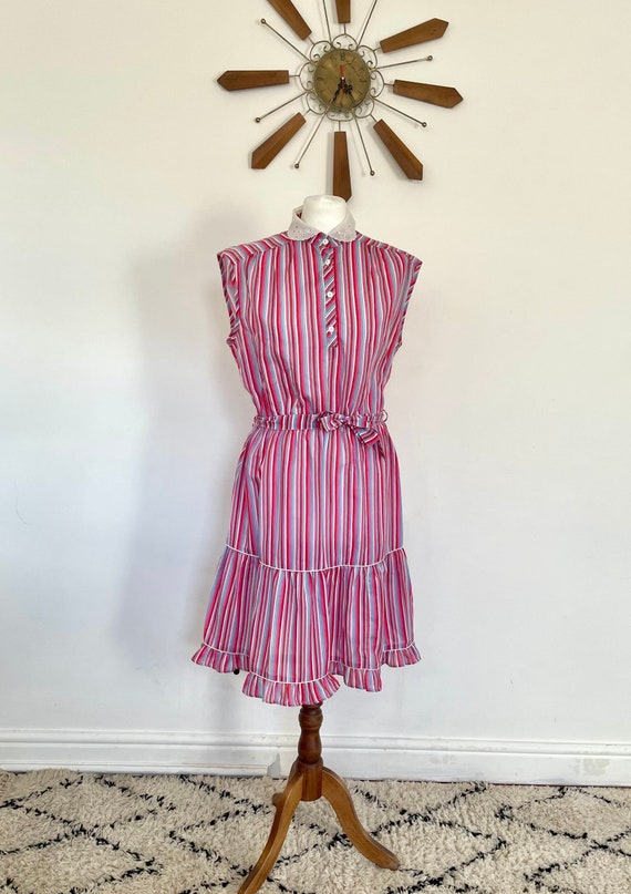 Vintage 1950’s Dress, Candy Stripe, Summer, Midi, 