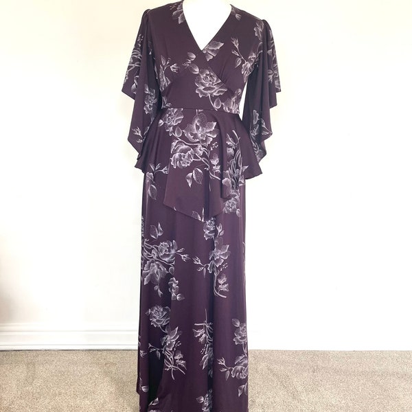 MARABOU MAXI DRESS - AUBERGINE