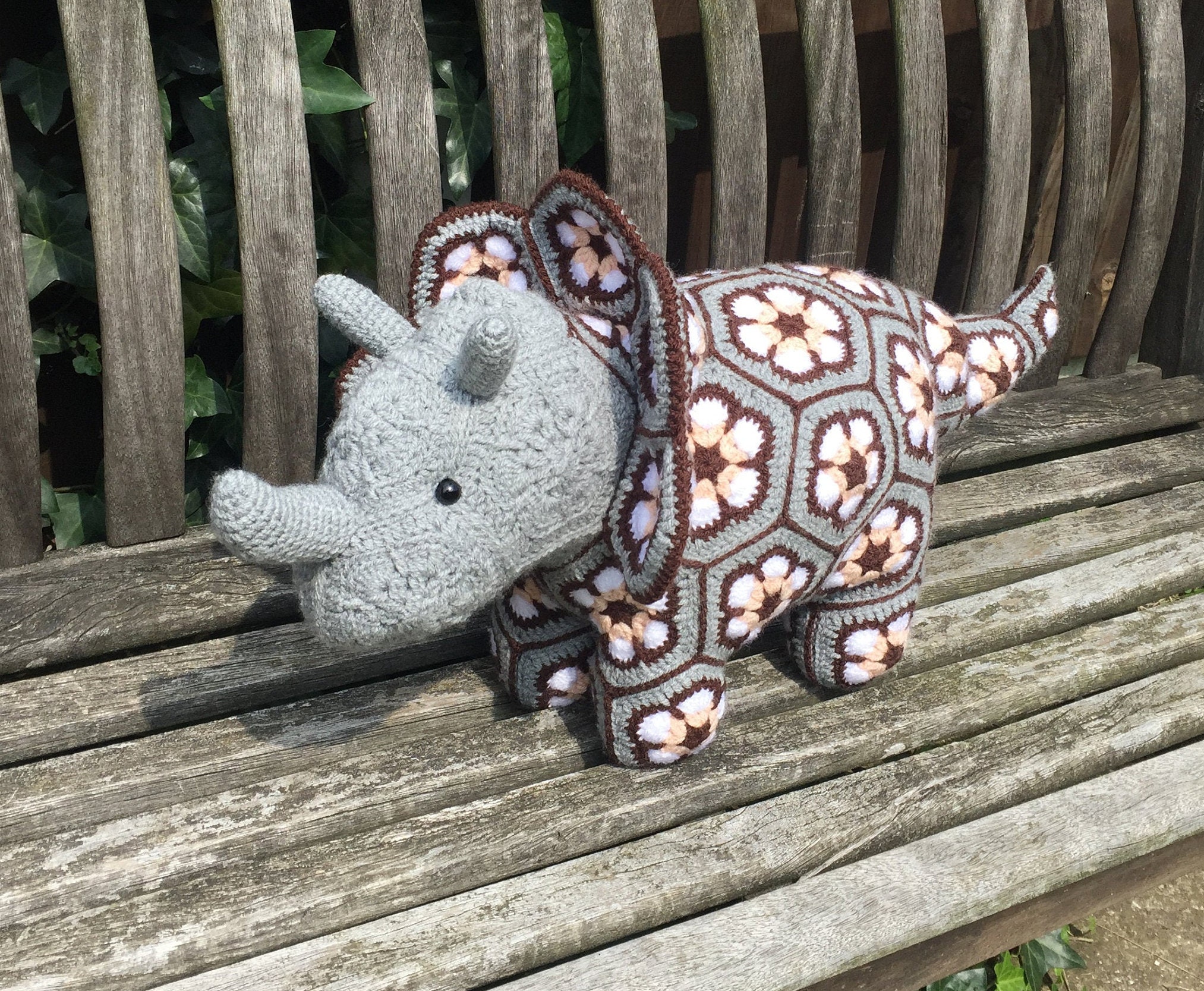 Handmade crochet African flower Triceratops Etsy