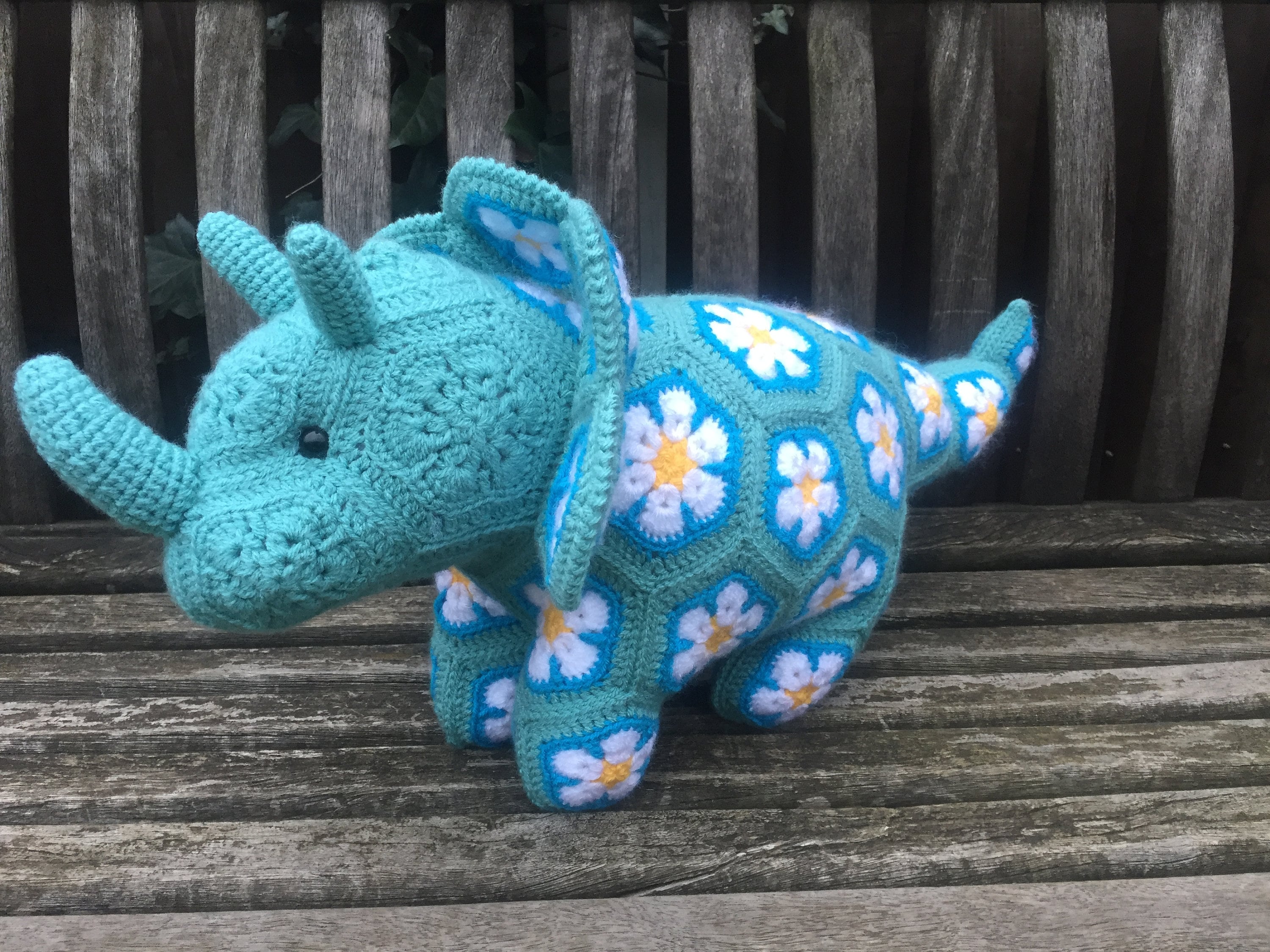 Handmade crochet African flower Triceratops Etsy
