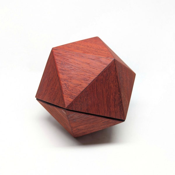 D20 Wood Dice Box | Handmade D&D Hardwood Accessory with Magnetic Closure | For DnD, Pathfinder, RPGs, etc