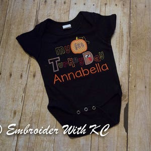 First Thanksgiving Monogrammed Baby Bodysuit, Baby's First Thanksgiving, Personalized First Thanksgiving Outfit, Thanksgiving Baby