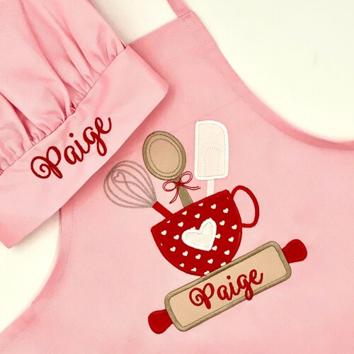 Personalized Child's Apron Embroidered Girls Cooking Set Etsy