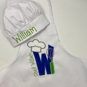 Personalized Kid's Apron, Embroidered Boys Cooking Set, Childs Cooking Gift, Customized Apron, Birthday Party Favor, Cooking Class