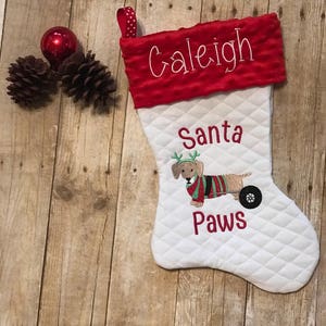 Monogrammed Pet Christmas Stocking, Dog in Cart on Stocking, Dachshund Dog Stocking, Dog Stocking, Rescue Dog Stocking, Dog in Wheelchair