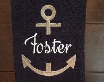 SET OF 2 Personalized Embroidered Nautical Hand Towels