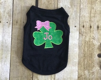 Girl St Patricks Day Dog Shirt, Personalized St Patty's Day Dog Shirt, Monogrammed Dog Shirt, Custom Dog Clothing, Shamrock Shirt for Dog