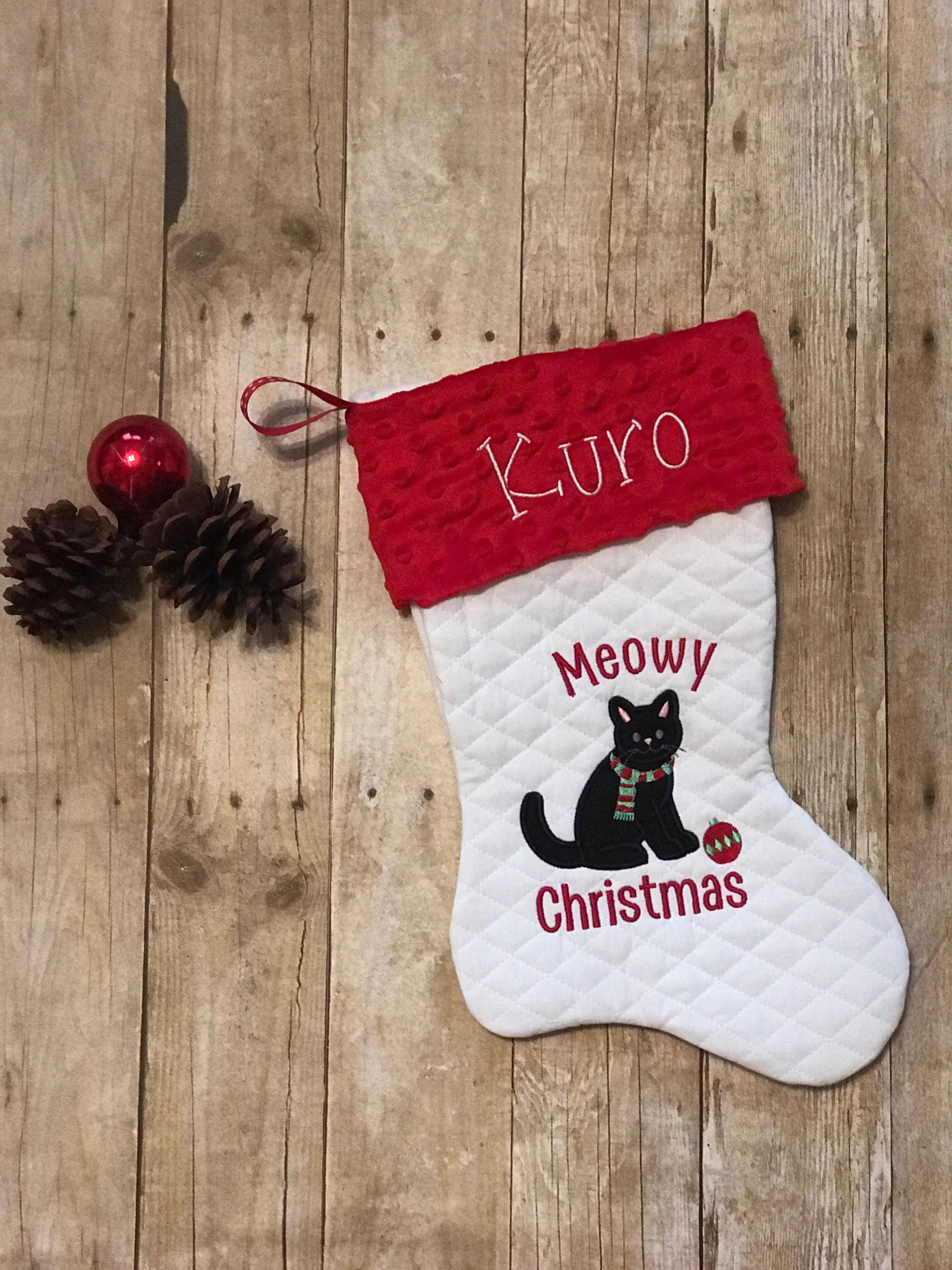 Monogrammed Pet Christmas Stocking Cat Name On Stocking Etsy