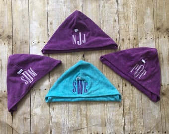 Monogrammed Hair Towel Wrap, Bridesmaid Gift, Spa Accessory, Birthday Party Favor, Womans Gift, Gym Towel, Swim Towel, Shower Hair Towel