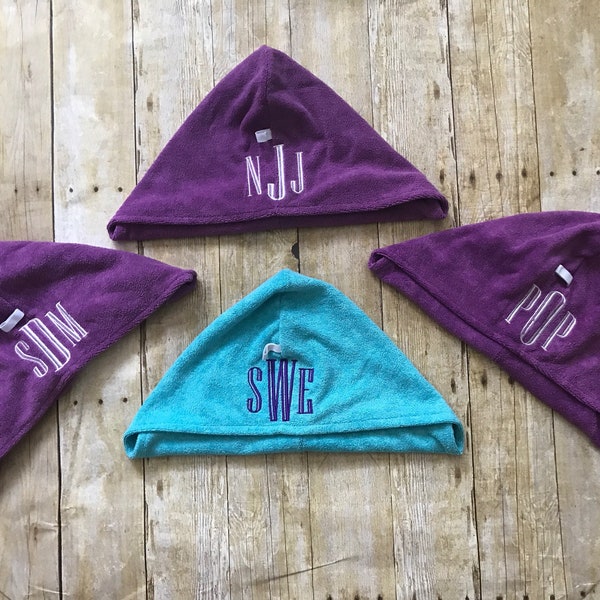 Monogrammed Hair Towel Wrap, Bridesmaid Gift, Spa Accessory, Birthday Party Favor, Womans Gift, Gym Towel, Swim Towel, Shower Hair Towel