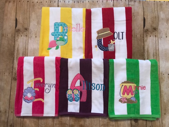 Monogrammed Beach Towel Personalized Pool Towel Embroidered Name On Towel Swim Team Towels Childs Pool Towel Childs Pool Party Favor