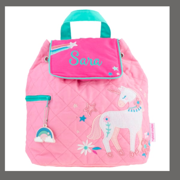 Personalized Unicorn Quilted Backpack, Customized Toddler Backpack, Stephen Joseph Quilted Backpack, Girl's Backpack, School Bag, Nursery