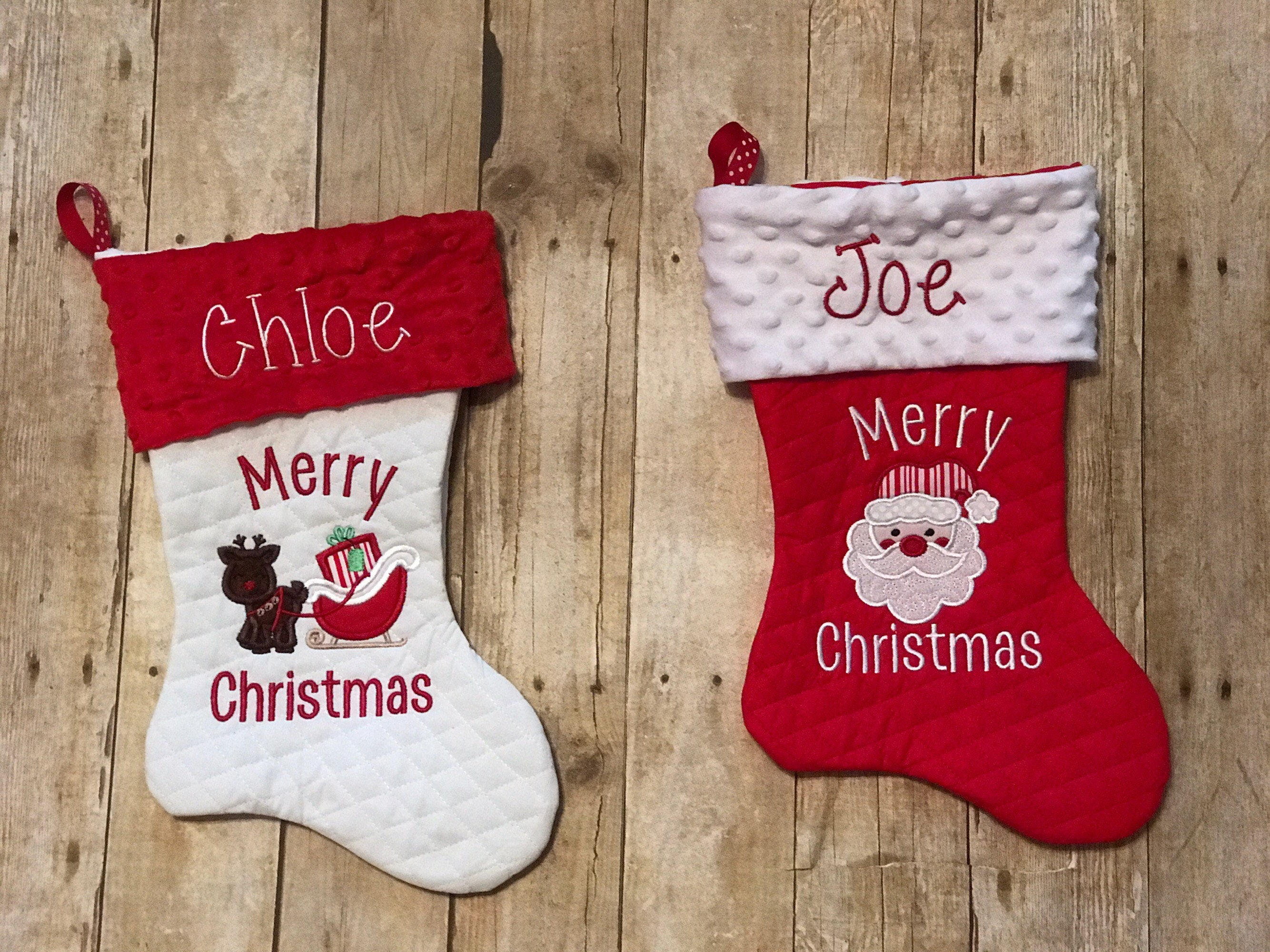 Monogrammed Christmas Stocking Name on Stocking Personalized Etsy