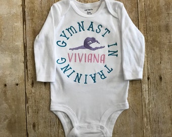 Baby Gymnast Monogrammed Baby Bodysuit, Baby Girl Future Gymnast, Baby Shower Gift, Mom gymnastics gift, gymnast mother, Gymnast in training