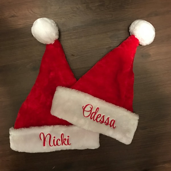 Personalized Embroidered Santa Hat, Personalized Christmas, xmas wear, Christmas Party favors, Christmas party outfit, Baby Announcement