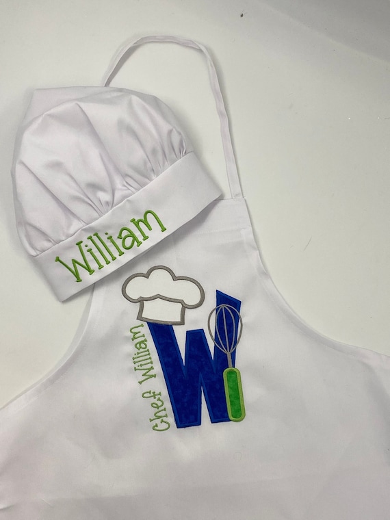 Personalized Kids Chef Apron With Name - Custom Embroidered Baking Apron For Children