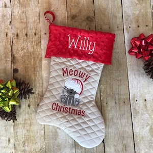 Monogrammed Pet Christmas Stocking, Personalized Cat Stocking, Kitty Stocking, Customized Cat Stocking, Rescue Cat Stocking, Pet XMAS