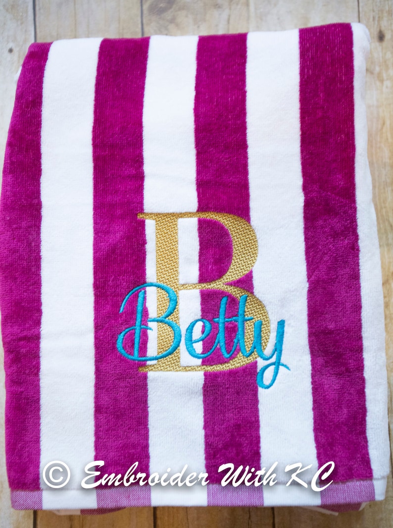 Monogrammed Beach Towel Personalized Pool Towel Bachelorette Etsy