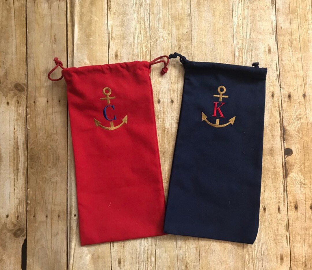 Personalized Nautical Wine Bags With Anchor Monogrammed Etsy