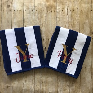 Couples Monogrammed Beach Towel, Embroidered Wedding Beach Towels, Cruise Wedding, Tropical Honeymoon Towel, Wedding Gift, His and Hers