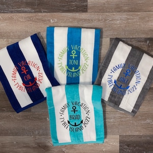 Family Trip Monogrammed Beach Towels, Family Cruise Towels, Customized Beach Towel, Personalized Family Towels, Girls Trip Towels