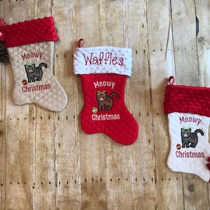 Monogrammed Pet Christmas Stocking, Cat Name on Stocking, Tabby Cat Stocking, Customized Cat Stocking, Rescue Cat Stocking, Pet XMAS