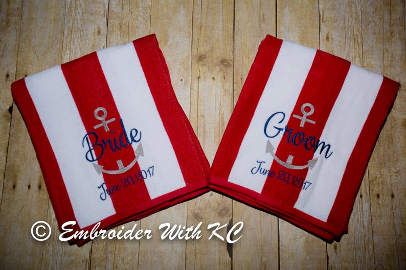Monogrammed Beach Towel With Nautical Anchor Embroidered Etsy