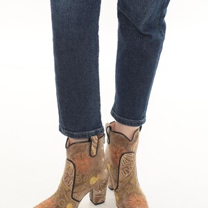 Handmade Suzani Ankle Boots: Floral Embroidered Leather Booties image 4