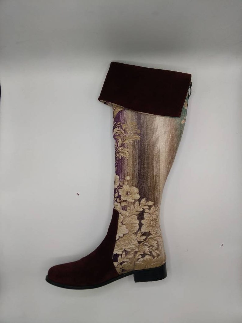 Riding Boots Over Knee Suzani Boots Flat Boots Leather Boots Custom Made Boots Western Boots Ethnic Pattern Floral Pattern Free Shipping Riding Boots Shoes Bgc Sedahotels Com