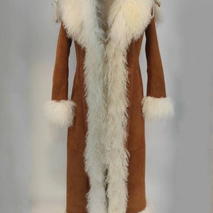 Natural Suede Coat, Custom Made, Shearling Coat, Fur Coat, Penny Coat, Handmade, Hooded Coat, Afgan Coat, Natural Fur, Suzani Shearling