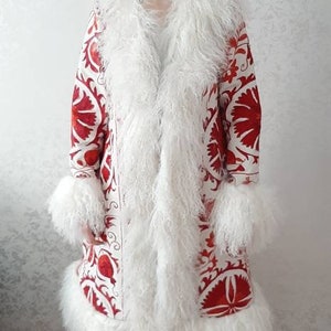Shearling Coat, Afgan Coat, Penny Lane, Custom Made, Suzani Coat, Fur Coat, Almost Famous 1960s, Embroidery Coat, Vintage Shearling Coat