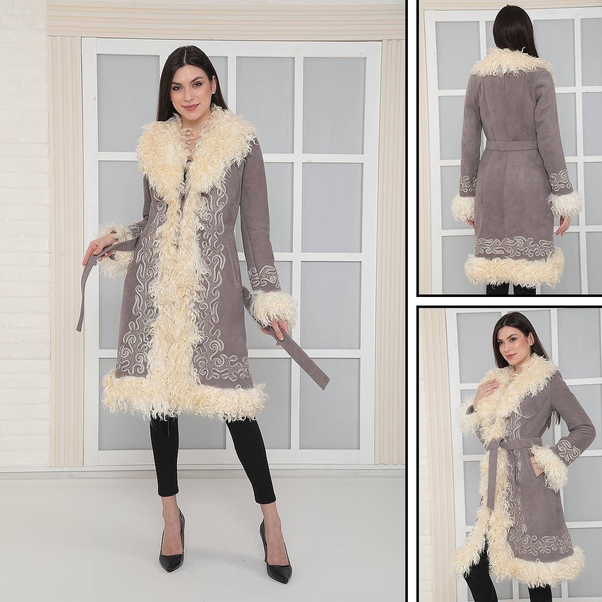 000★アンヌーク Collarless Shaggy Coat anuke Collarless Shaggy Coat 62420004（ノーカラーコート