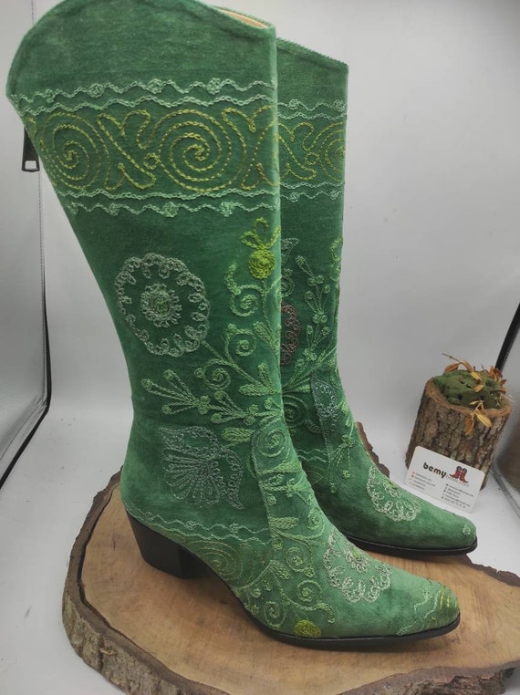 Archeoloog Vaardig animatie Dameslaarzen Cowboylaarzen Suzani Boots Vintage laarzen - Etsy België