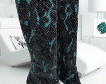 Handmade Leather Platform Boots: Custom Heeled Suzani Boots
