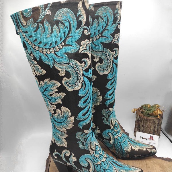 Custom Boots, Suzani Boots, Cowboy Boots, Women's Boots, Outdoor Fit, Festival Boots, Western Fashion, FREE SHIPPING