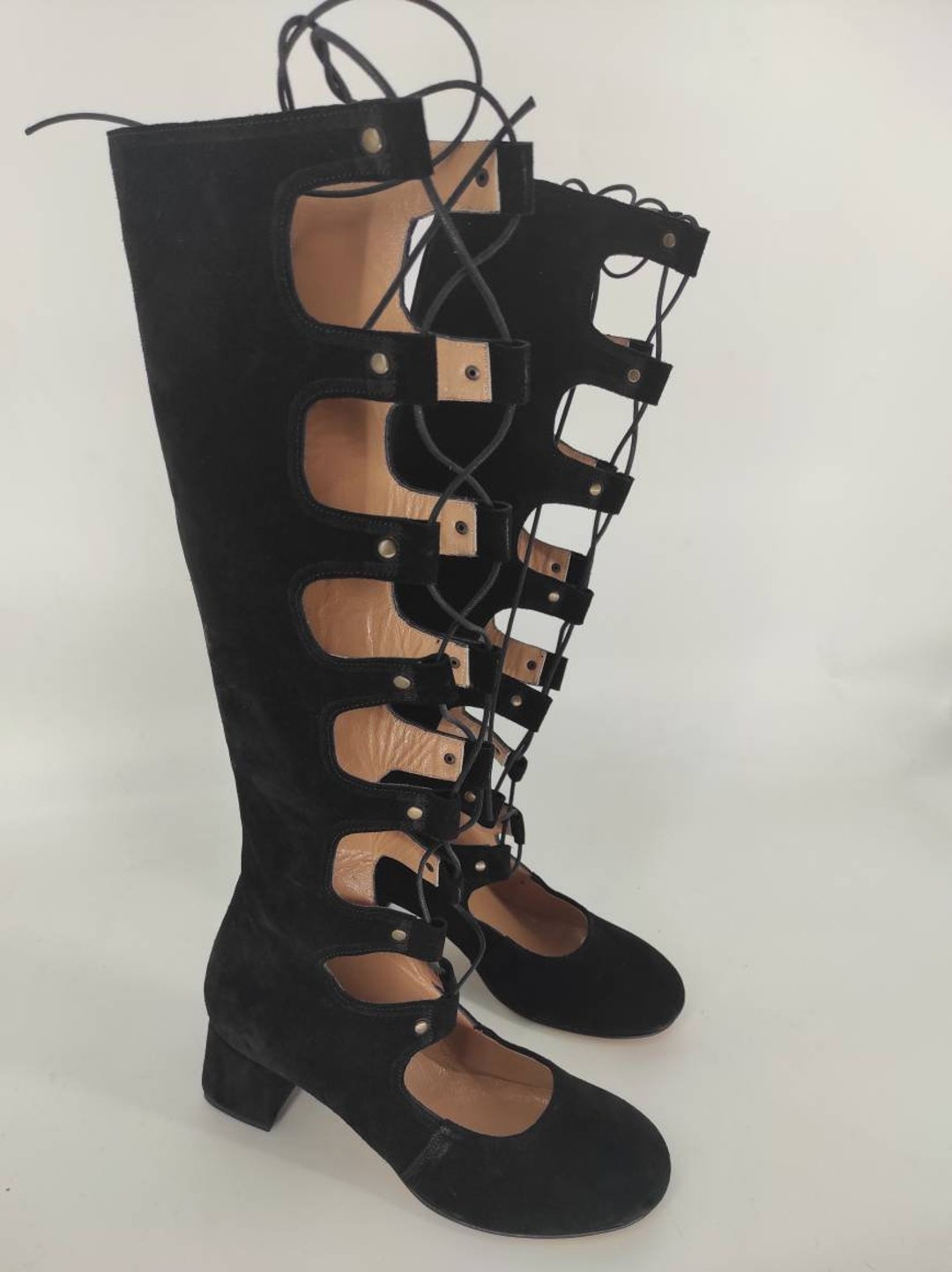Simple leather knee-high boots