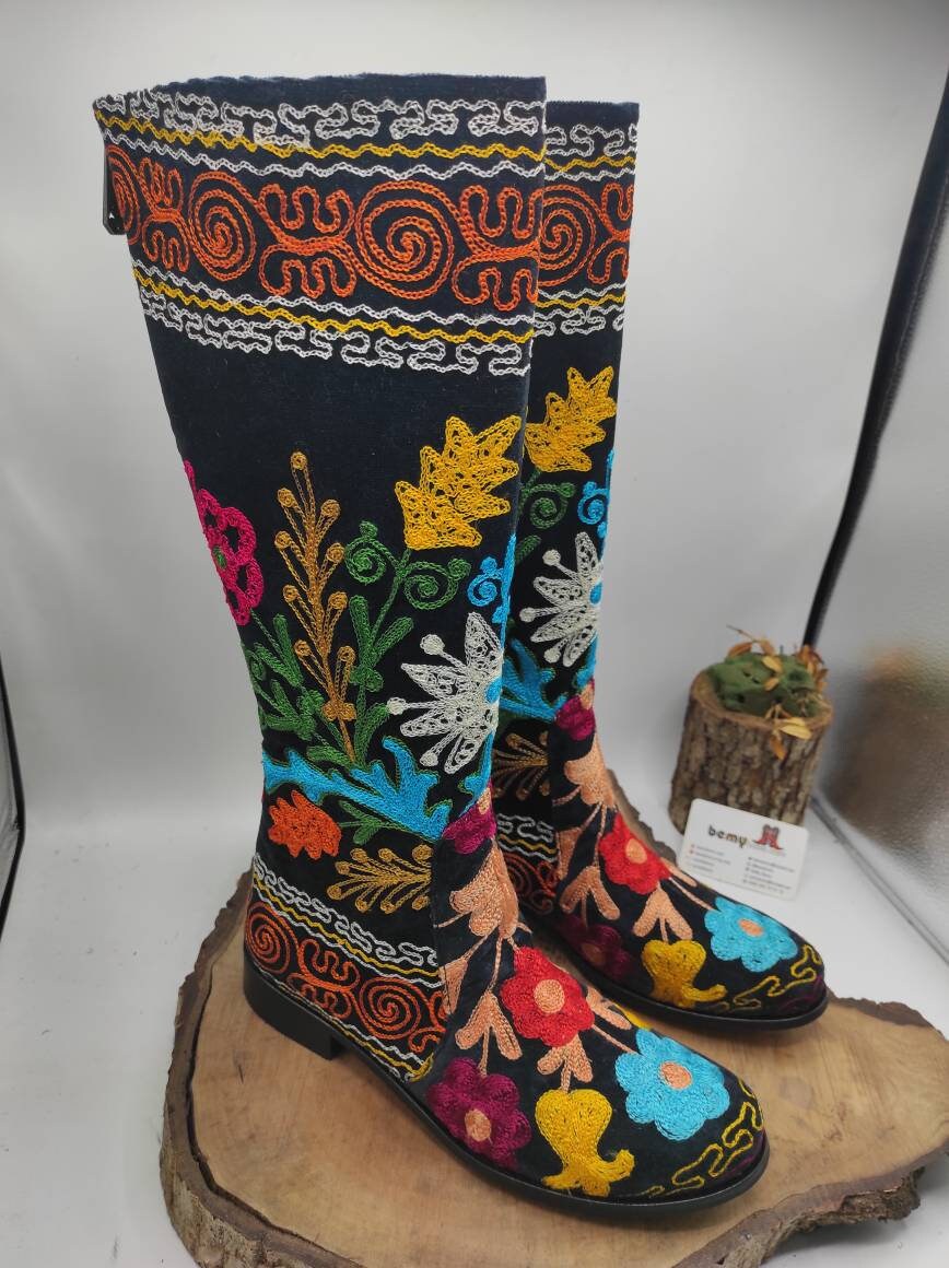 Custom Made Women Boots Suzani Boots Embroidery Boots | Etsy