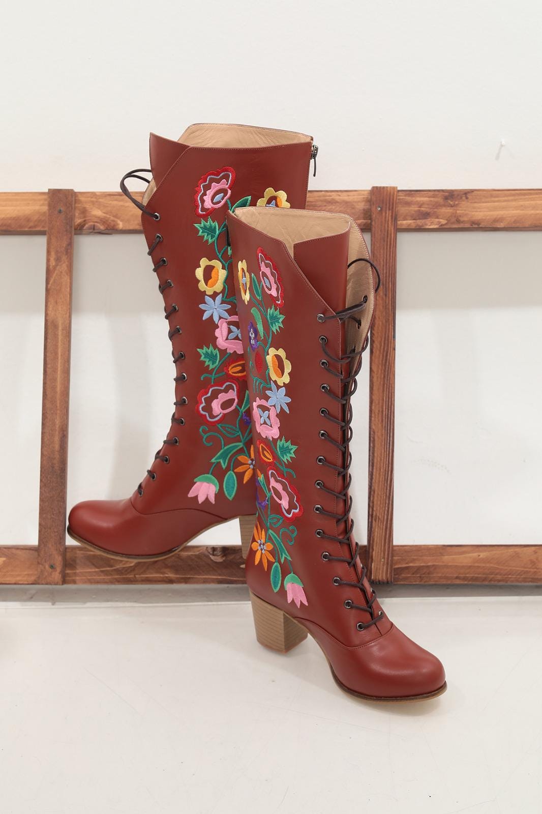 Custom Made Leather Embroidery Boots: Victorian Go Go Style - Etsy