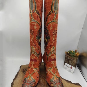 Cowboy Boots, Women's Boots, Custom Made, Tapestry Boots, Leather Boots ...