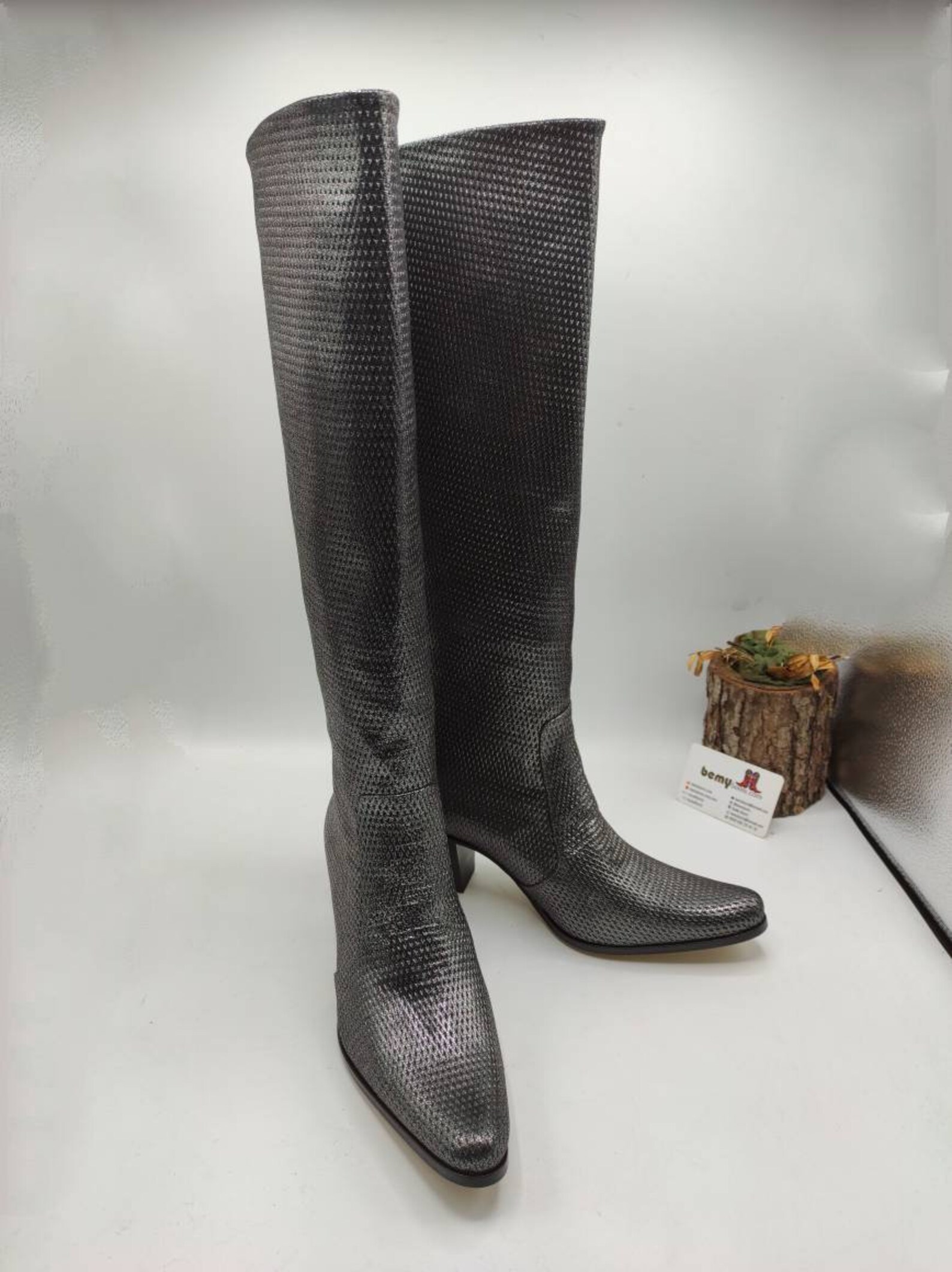 silver leather boots