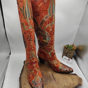Cowboy Boots, Women's Boots, Custom Made, Tapestry Boots, Leather Boots ...