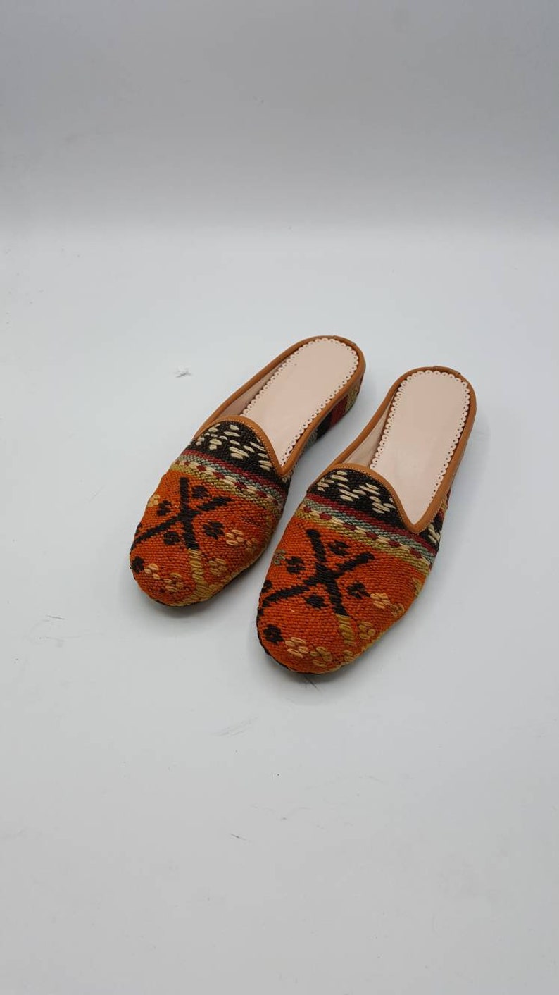 Vintage Turkish Handmade Slippers Leather Soles Ethnic Pattern | Etsy