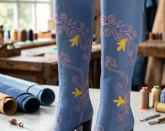 Custom Leather Boots: Embroidered Suzani Style, Made to Order