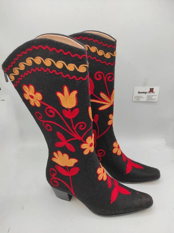 Cowboy Boots Custom Made Felt Boots Genuine Leather Western Boots for Her Handmade Made to Order Festival Boots Vintage Boots Etsy Canada