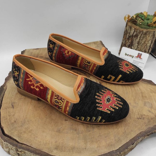 Women's Shoes, Loafer, Kilim Shoes, Women's Sandals, Ethnic Shoes, Casual Shoes, Leather Flat's, Handmade, Barefoot, Vintage Shoes, For Her