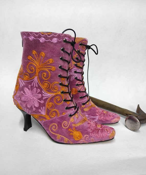 Kitten heel lace up boots hot sale