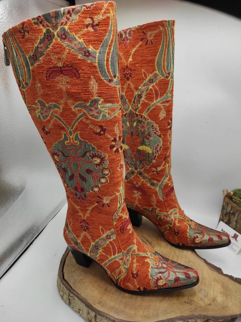 Cowboy Boots Women's Boots Custom Made Tapestry Boots - Etsy