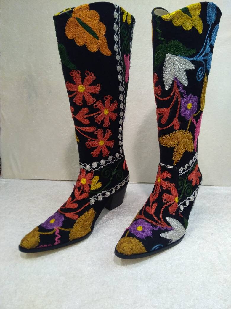 Suzani Boots Embroidered Boots Custom Boots Cowboy Boots | Etsy