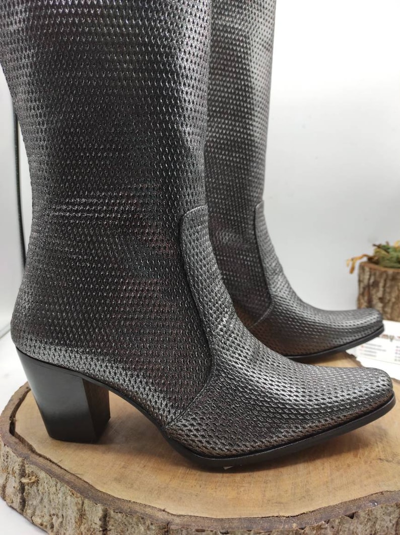 silver leather boots